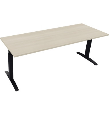 Schreibtisch All in One, manuell höhenverstellbar, 65-85cm (H), 200x70cm (BxT), rechteckig, akazie hell / anthrazit metallic Schreibtisch All in One, manuell höhenverstellbar, 65-85cm (H), 200x70cm (BxT), rechteckig, akazie hell / anthrazit metallic