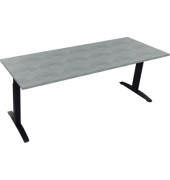 Schreibtisch All in One, manuell höhenverstellbar, 65-85cm (H), 200x70cm (BxT), rechteckig, beton hell / anthrazit metallic