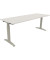Schreibtisch All in One, manuell höhenverstellbar, 65-85cm (H), 200x70cm (BxT), rechteckig, weiß / silberaluminium
