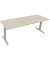 Schreibtisch All in One, manuell höhenverstellbar, 65-85cm (H), 200x70cm (BxT), rechteckig, akazie hell / silberaluminium