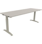 Schreibtisch All in One, manuell höhenverstellbar, 65-85cm (H), 200x70cm (BxT), rechteckig, lichtgrau / silberaluminium