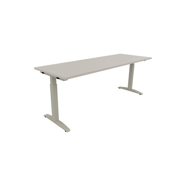 4003969075351 - Schreibtisch All in One 810027881 manuell höhenverstellbar 65-85cm (H) 200x70cm (BxT) rechteckig lichtgrau   silberaluminium