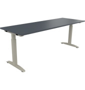Schreibtisch All in One, manuell höhenverstellbar, 65-85cm (H), 200x70cm (BxT), rechteckig, lavagrau / silberaluminium