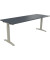Schreibtisch All in One, manuell höhenverstellbar, 65-85cm (H), 200x70cm (BxT), rechteckig, lavagrau / silberaluminium