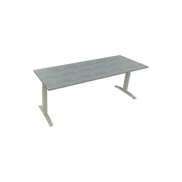 4003969075238 - Schreibtisch All in One 810027883 manuell höhenverstellbar 65-85cm (H) 200x70cm (BxT) rechteckig beton hell   silberaluminiu