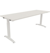 Schreibtisch All in One, manuell höhenverstellbar, 65-85cm (H), 200x70cm (BxT), rechteckig, weiß / weiß