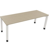 Schreibtisch All in One, manuell höhenverstellbar, 65-85cm (H), 200x70cm (BxT), rechteckig, eiche natur / weiß