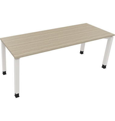 Schreibtisch All in One, manuell höhenverstellbar, 65-85cm (H), 200x70cm (BxT), rechteckig, eiche natur / weiß