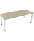 Schreibtisch All in One, manuell höhenverstellbar, 65-85cm (H), 200x70cm (BxT), rechteckig, eiche natur / weiß