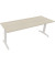 Schreibtisch All in One, manuell höhenverstellbar, 65-85cm (H), 200x70cm (BxT), rechteckig, akazie hell / weiß
