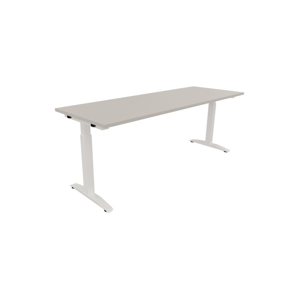 4003969075283 - Schreibtisch All in One 810027981 manuell höhenverstellbar 65-85cm (H) 200x70cm (BxT) rechteckig lichtgrau   verkehrsweiß 4