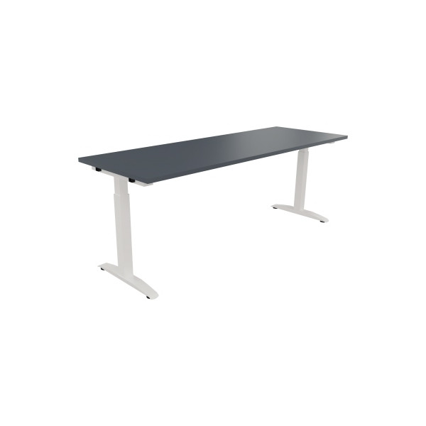 4003969075276 - Schreibtisch All in One 810027982 manuell höhenverstellbar 65-85cm (H) 200x70cm (BxT) rechteckig lavagrau   verkehrsweiß 40