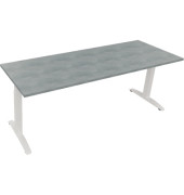 Schreibtisch All in One, manuell höhenverstellbar, 65-85cm (H), 200x70cm (BxT), rechteckig, beton hell / weiß