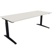 Schreibtisch All in One, manuell höhenverstellbar, 65-85cm (H), 200x80cm (BxT), rechteckig, weiß / anthrazit metallic