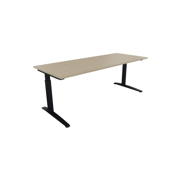 4003969075177 - Schreibtisch All in One 810028071 manuell höhenverstellbar 65-85cm (H) 200x80cm (BxT) rechteckig eiche natur   anthrazitmeta