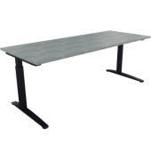 Schreibtisch All in One, manuell höhenverstellbar, 65-85cm (H), 200x80cm (BxT), rechteckig, beton hell / anthrazit metallic