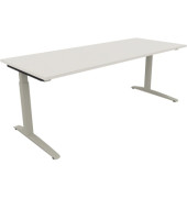 Schreibtisch All in One, manuell höhenverstellbar, 65-85cm (H), 200x80cm (BxT), rechteckig, weiß / silberaluminium