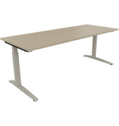 Schreibtisch All in One, manuell h&ouml;henverstellbar, 65-85cm (H), 200x80cm (BxT), rechteckig, eiche natur / silberaluminium