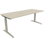 Schreibtisch All in One, manuell höhenverstellbar, 65-85cm (H), 200x80cm (BxT), rechteckig, akazie hell / silberaluminium