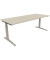 Schreibtisch All in One, manuell höhenverstellbar, 65-85cm (H), 200x80cm (BxT), rechteckig, akazie hell / silberaluminium