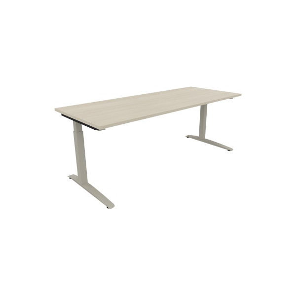 4003969075085 - Schreibtisch All in One 810028172 manuell höhenverstellbar 65-85cm (H) 200x80cm (BxT) rechteckig akazie hell   silberalumini