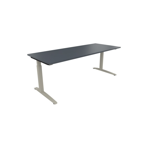 4003969075023 - Schreibtisch All in One 810028182 manuell höhenverstellbar 65-85cm (H) 200x80cm (BxT) rechteckig lavagrau   silberaluminium 