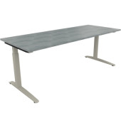 Schreibtisch All in One, manuell höhenverstellbar, 65-85cm (H), 200x80cm (BxT), rechteckig, beton hell / silberaluminium