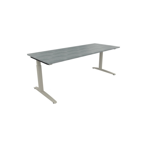 4003969075122 - Schreibtisch All in One 810028183 manuell höhenverstellbar 65-85cm (H) 200x80cm (BxT) rechteckig beton hell   silberaluminiu