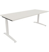 Schreibtisch All in One, manuell höhenverstellbar, 65-85cm (H), 200x80cm (BxT), rechteckig, weiß / weiß