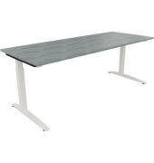 Schreibtisch All in One, manuell höhenverstellbar, 65-85cm (H), 200x80cm (BxT), rechteckig, beton hell / weiß