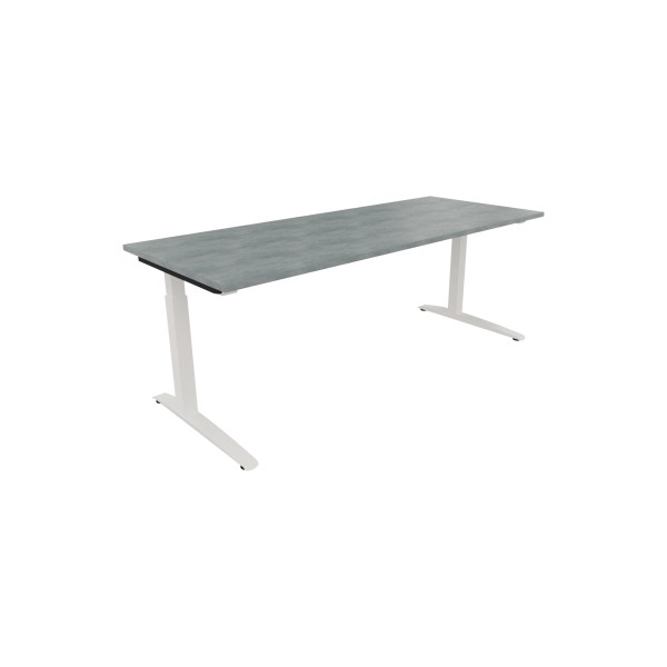 4003969075139 - Schreibtisch All in One 810028283 manuell höhenverstellbar 65-85cm (H) 200x80cm (BxT) rechteckig beton hell   verkehrsweiß 