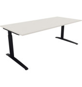 Schreibtisch All in One, manuell höhenverstellbar, 65-85cm (H), 200x90cm (BxT), rechteckig, weiß / anthrazit metallic