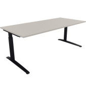 Schreibtisch All in One, manuell höhenverstellbar, 65-85cm (H), 200x90cm (BxT), rechteckig, lichtgrau / anthrazit metallic