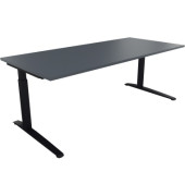 Schreibtisch All in One, manuell höhenverstellbar, 65-85cm (H), 200x90cm (BxT), rechteckig, lavagrau / anthrazit metallic