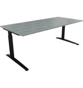 Schreibtisch All in One, manuell höhenverstellbar, 65-85cm (H), 200x90cm (BxT), rechteckig, beton hell / anthrazit metallic