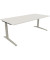 Schreibtisch All in One, manuell höhenverstellbar, 65-85cm (H), 200x90cm (BxT), rechteckig, weiß / silberaluminium