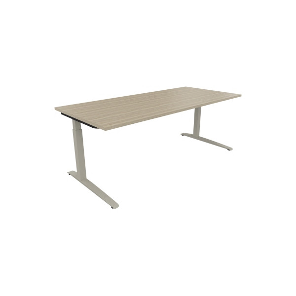 4003969075535 - Schreibtisch All in One 810028471 manuell höhenverstellbar 65-85cm (H) 200x90cm (BxT) rechteckig eiche natur   silberalumini