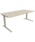 Schreibtisch All in One, manuell höhenverstellbar, 65-85cm (H), 200x90cm (BxT), rechteckig, akazie hell / silberaluminium