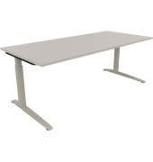 Schreibtisch All in One, manuell höhenverstellbar, 65-85cm (H), 200x90cm (BxT), rechteckig, lichtgrau / silberaluminium