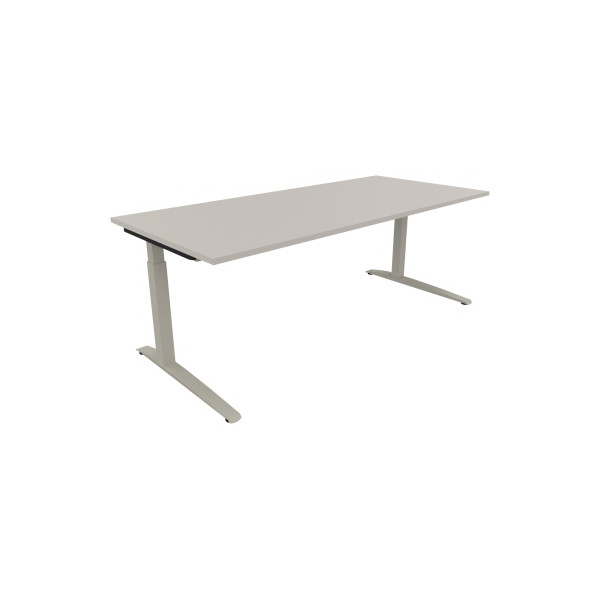 4003969075436 - Schreibtisch All in One 810028481 manuell höhenverstellbar 65-85cm (H) 200x90cm (BxT) rechteckig lichtgrau   silberaluminium