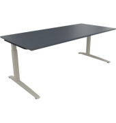 Schreibtisch All in One, manuell höhenverstellbar, 65-85cm (H), 200x90cm (BxT), rechteckig, lavagrau / silberaluminium