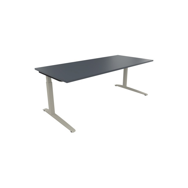 4003969075443 - Schreibtisch All in One 810028482 manuell höhenverstellbar 65-85cm (H) 200x90cm (BxT) rechteckig lavagrau   silberaluminium 