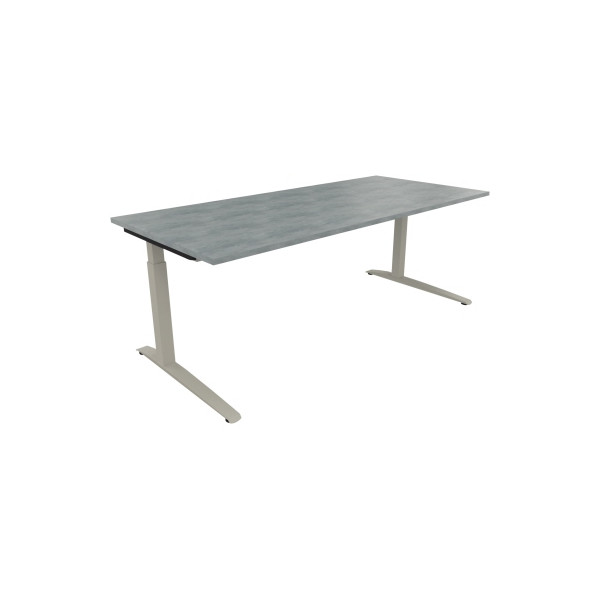4003969075382 - Schreibtisch All in One 810028483 manuell höhenverstellbar 65-85cm (H) 200x90cm (BxT) rechteckig beton hell   silberaluminiu