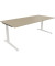 Schreibtisch All in One, manuell höhenverstellbar, 65-85cm (H), 200x90cm (BxT), rechteckig, eiche natur / weiß