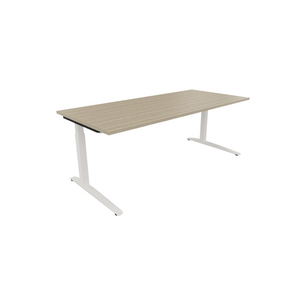 4003969075450 - Schreibtisch All in One 810028571 manuell höhenverstellbar 65-85cm (H) 200x90cm (BxT) rechteckig eiche natur   verkehrsweiß