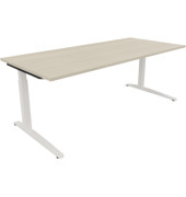 Schreibtisch All in One, manuell höhenverstellbar, 65-85cm (H), 200x90cm (BxT), rechteckig, akazie hell / weiß