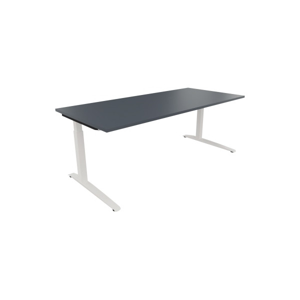 4003969075399 - Schreibtisch All in One 810028582 manuell höhenverstellbar 65-85cm (H) 200x90cm (BxT) rechteckig lavagrau   verkehrsweiß 40