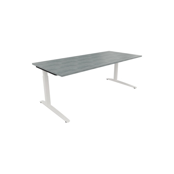 4003969075481 - Schreibtisch All in One 810028583 manuell höhenverstellbar 65-85cm (H) 200x90cm (BxT) rechteckig beton hell   verkehrsweiß 
