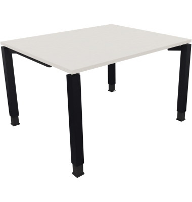 Schreibtisch All in One, manuell h&ouml;henverstellbar, 68-82cm (H), 120x100cm (BxT), rechteckig, wei&szlig; / anthrazit metallic