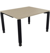 Schreibtisch All in One, manuell höhenverstellbar, 68-82cm (H), 120x100cm (BxT), rechteckig, eiche natur / anthrazit metallic